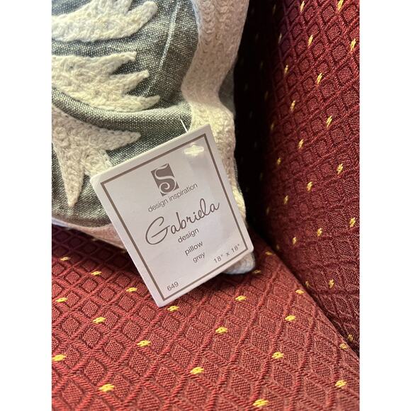 Design Inspiration Gabriela Embroidered Cotton Throw Pillow Cover 18”x18” NEW - Picture 7 of 14